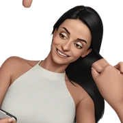 smiling girl with phone sticker