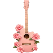 Guitar but rose color with roses  sticker