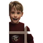 smiling boy in horror sweater sticker