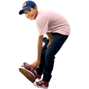 grinning boy in baseball cap sticker