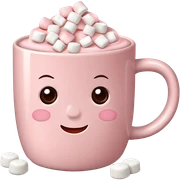 Light Pink mug of hot chocolate with marshmallows  sticker
