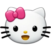 Hello kitty head with black dot eyes and no mouth sticker