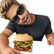 boy with food and sunglasses sticker