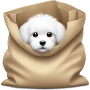 small white fluffy puppy in a big bag sticker