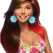 smiling girl with flower jewelry sticker