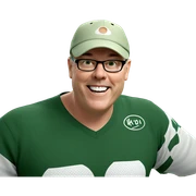 smiling boy in green shirt sticker