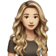 White girl with long voluminous brown hair with blonde highlights balayage sticker