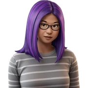purple haired girl in stripes sticker