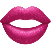 Glittery pink kiss print sticker