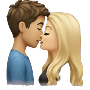 brunette girl kissing blonde boy sticker