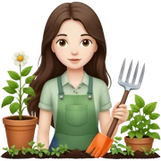 beautiful pale brunette girl with long hair gardening sticker