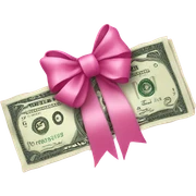 pink money with pink bow sticker