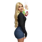 blonde girl with bottle sticker