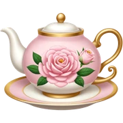 Milk rose tea in a beautiful tea party white and golden  floral cups  sticker