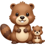 Cute Beaver with a little cute Baby beaver sticker