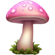 Pastel Pink Mushroom "A pastel pink mushroom with a glowing cap, glittery spots, and a faint magical glow spreading around its base." sticker