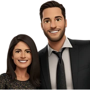 smiling couple in formal attire sticker