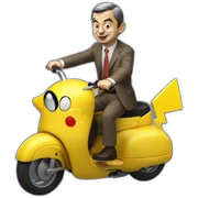 mr bean riding pikachu sticker