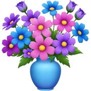 Realistic bouquet of pink, purple and blue flowers sticker