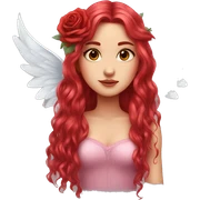 big wings, rose, Beautiful, fairy, red, long hair sticker