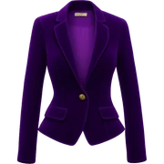 Realistic isolated dark purple velvet feminine fashion blazer. sticker