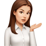 female, wearing white shirt, long brown hair sticker