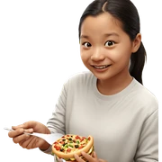 girl enjoying food in realism sticker