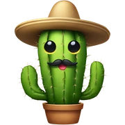 Cute cactus with arms wearing a sombrero with a black curly mustache sticker
