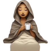 girl inside a blanket sipping coffee eyes closed sticker