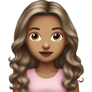 Beautiful tanned girl, long hair, brunette, Brown hair blue eyes, light pink lip color sticker