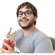 smiling boy with drink indoors sticker