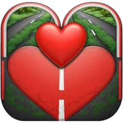 road with a heart at the center sticker