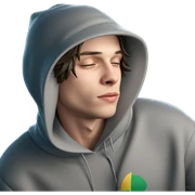 hooded boy with closed eyes sticker