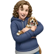 boy with dog on road sticker