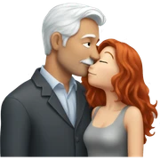 Redhead Girl Kissing silver haired man  sticker