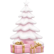 Light pink Christmas gifts under a white Christmas tree  sticker