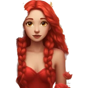 big wings, flower, Beautiful, fairy, red, gold,red, long hair sticker