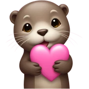 Otter holding pink heart  sticker
