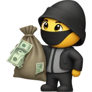robber with bag of cash sticker
