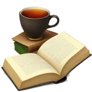 book and tea sticker