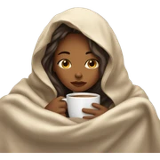 girl inside a blanket sipping coffee eyes closed sticker