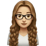 A white Girl with glasses,Brown long hair sticker
