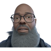 bald man with glasses sticker