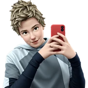 boy holding smartphone indoors sticker