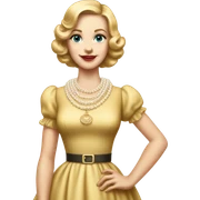 White girl dress stepford wife full length with pearl necklace  sticker