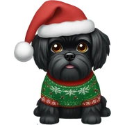 Black Shi tzu dog in Christmas sweater sticker