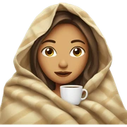 girl inside a blanket sipping coffee eyes closed sticker