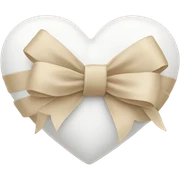 white heart with beige bow sticker