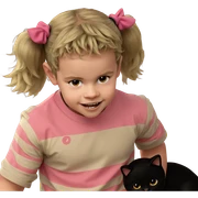 twintails boy with black cat sticker