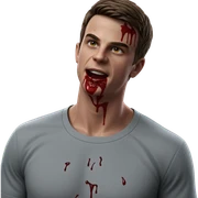 bloody shirt on short haired boy sticker